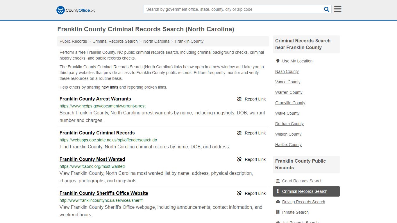 Criminal Records Search - Franklin County, NC (Arrests, Jails & Most ...