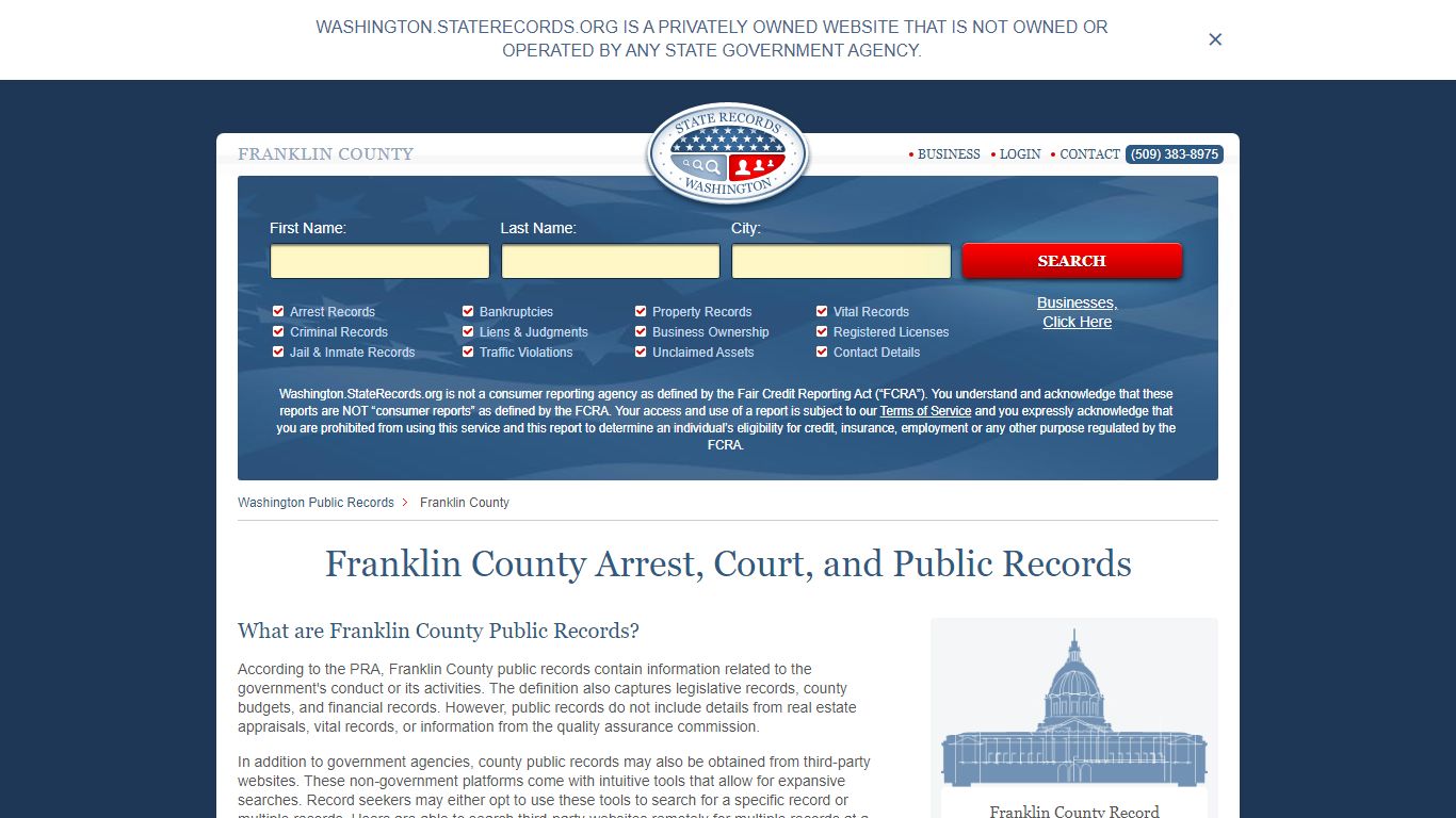 Franklin County Arrest, Court, and Public Records